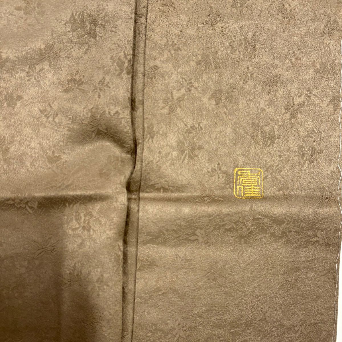 【美品】 付下 身長152.5cm 袖長62.5cm S 雙層 落款あり 生織 地紋 金絲 刺繡 灰茶 純蠶絲 名品級