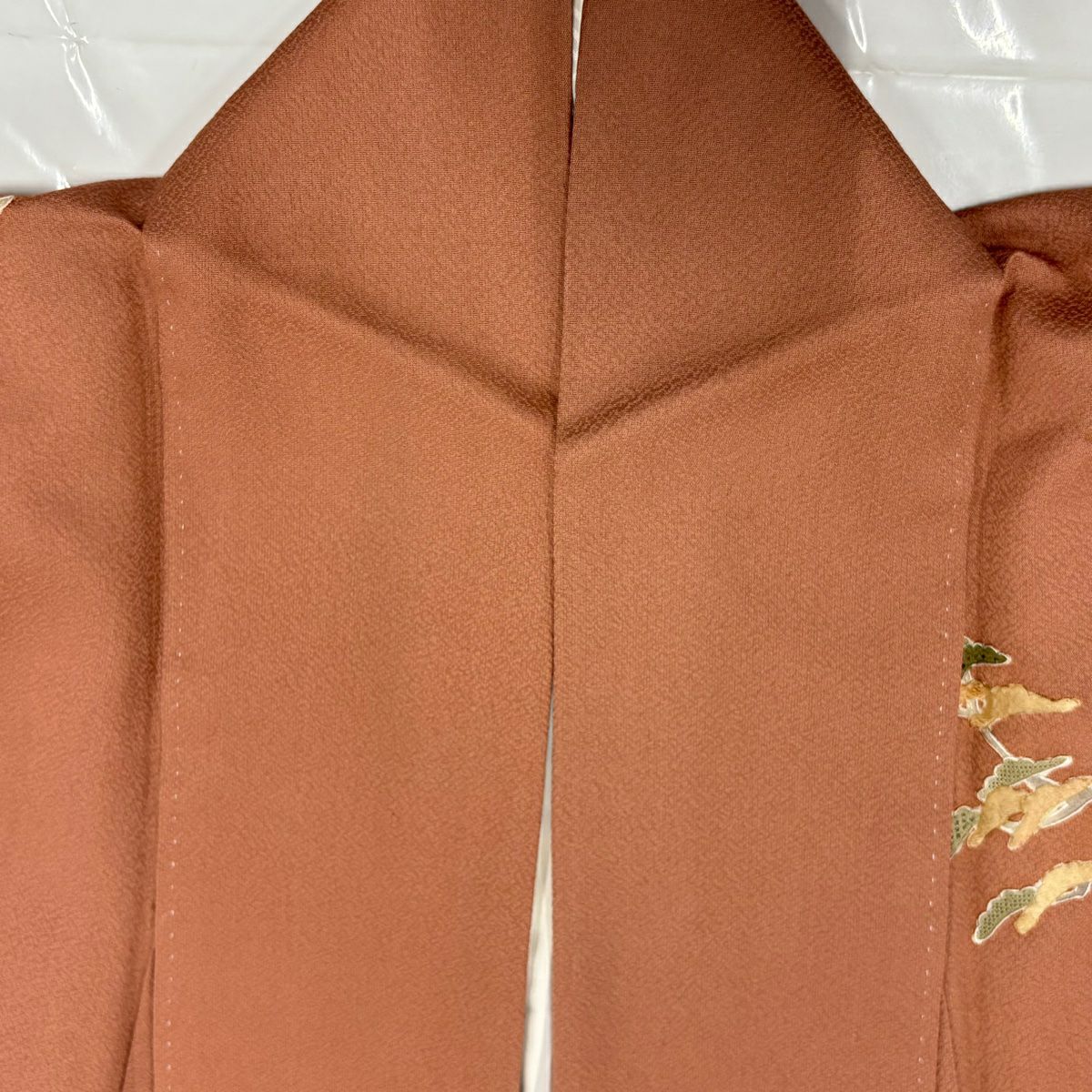 訪問服 身長155cm 袖長62.5cm S 雙層 松樹 波 蘇州刺繡 漸層 粉米色 純蠶絲 名品級 一つ紋