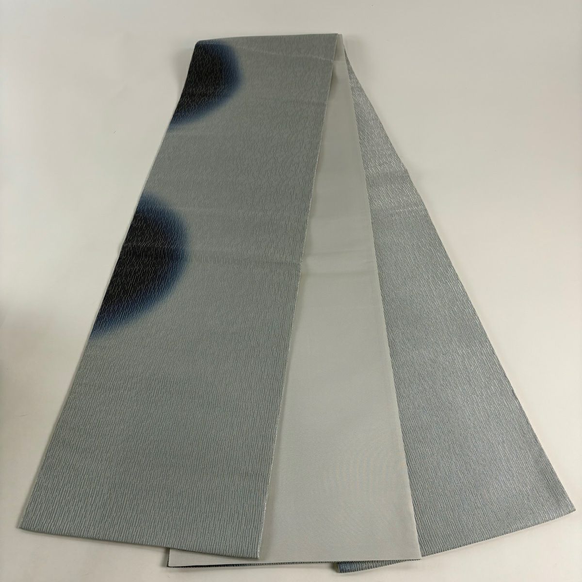 【美品】 袋帶 秀品級 幾何學 銀線 水藍色 全通 純蠶絲