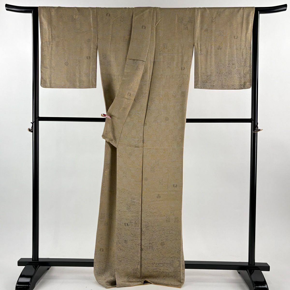 【美品】 付下 身長167cm 袖長67.5cm L 雙層 兔子 小槌 薄茶 純蠶絲 逸品級