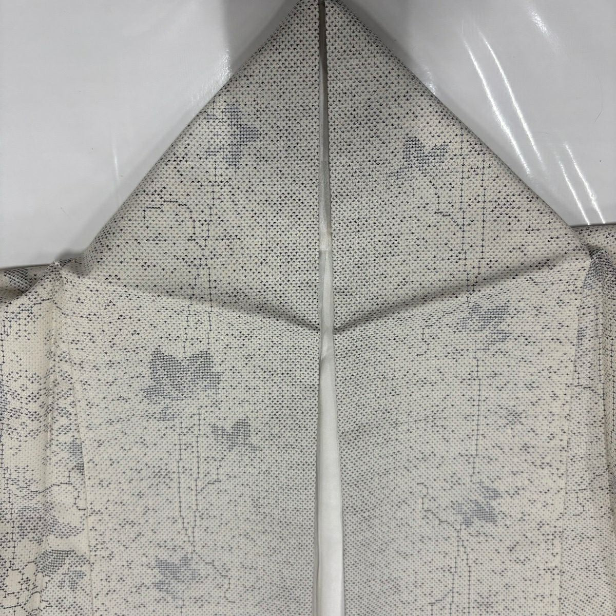 紬織 身長157cm 袖長61.5cm S 雙層 草花紋紋 幾何圖案 奶油色 純蠶絲 優品級
