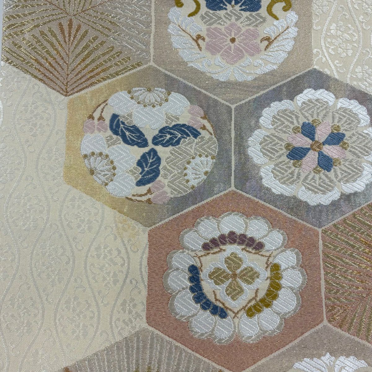 訪問服 身長170cm 袖長69cm L 雙層 袋帶套裝 色紙 松樹竹子梅花 金絲 金銀彩 灰紫 純蠶絲 名品級