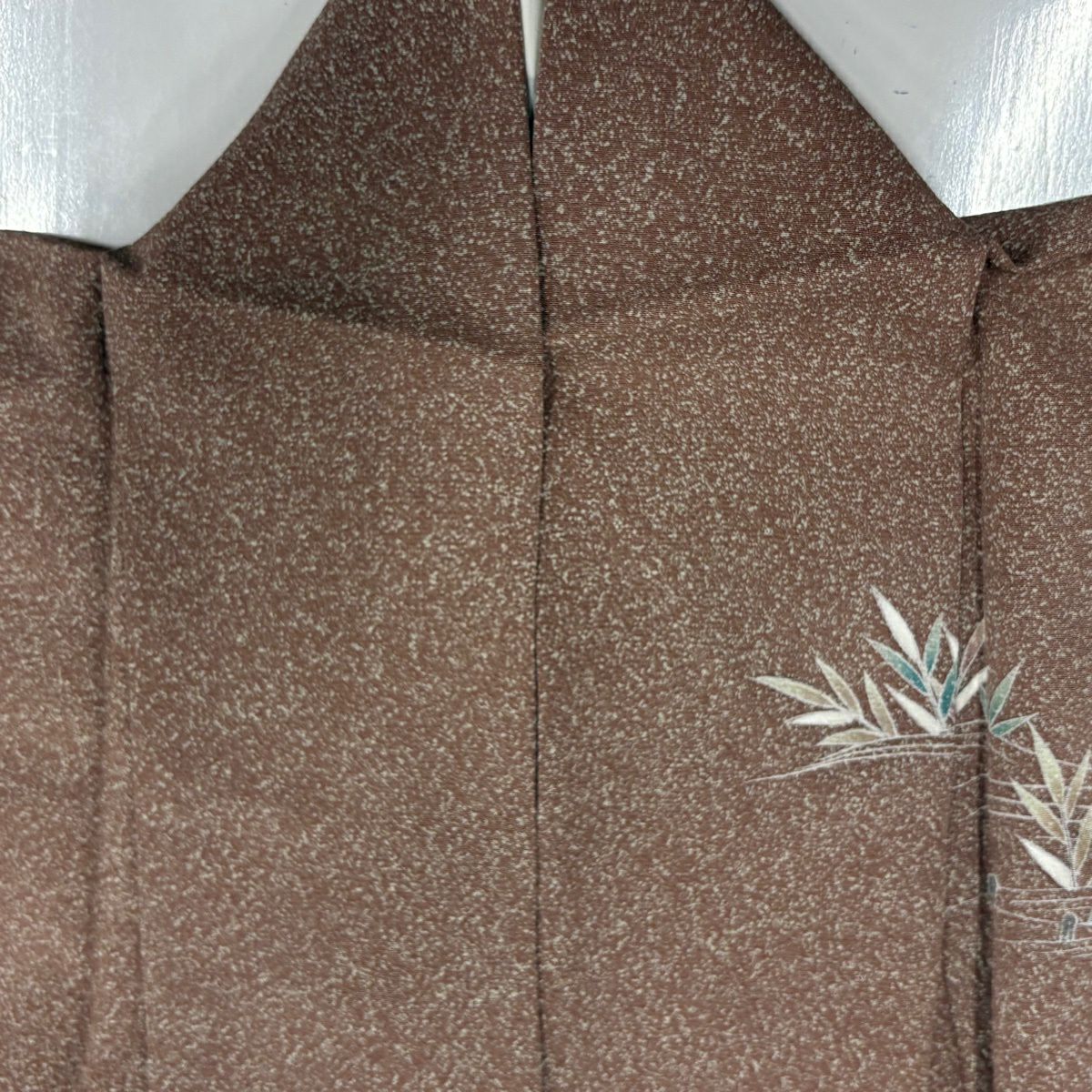 【美品】訪問服 身長161cm 袖長66.5cm M 雙層 松樹 流水 金彩裝飾 染分 小豆 純蠶絲 秀品級