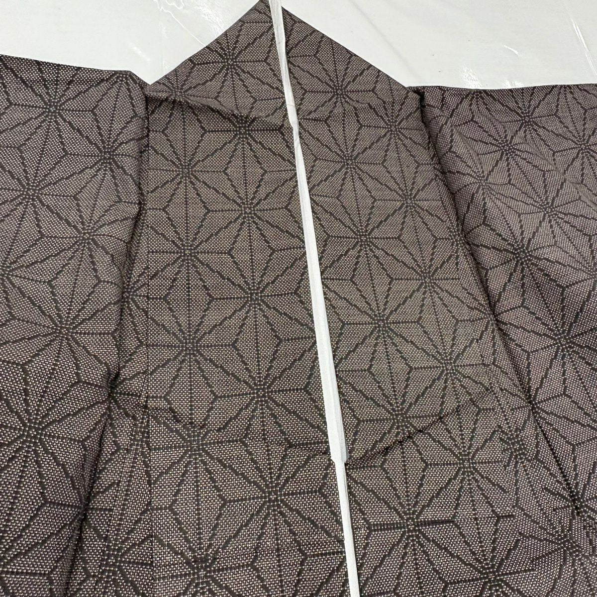 【美品】 紬織 身長158cm 袖長64cm M 雙層 麻葉 焦茶 純蠶絲 秀品級