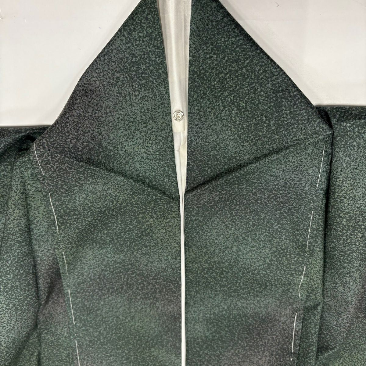 【美品】 付下 身長151.5cm 袖長63.5cm S 雙層 紬織織 女郎花 漸層 深綠 純蠶絲 優品級