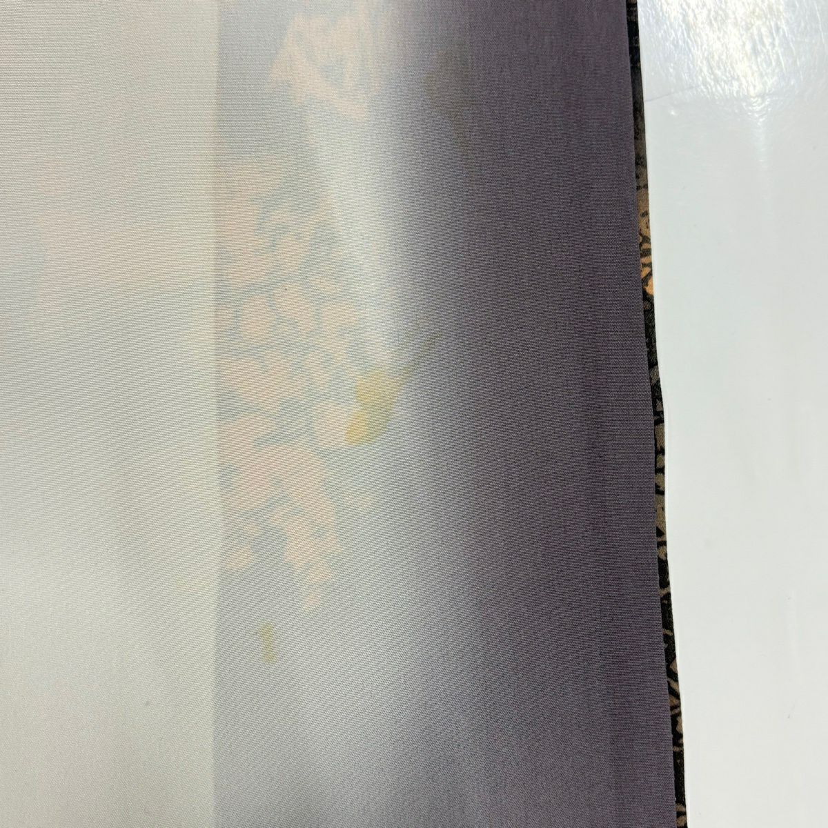 小紋 身長160.5cm 袖長64.5cm M 雙層 樹木 輪廓 漸層 橙色 純蠶絲 優品級