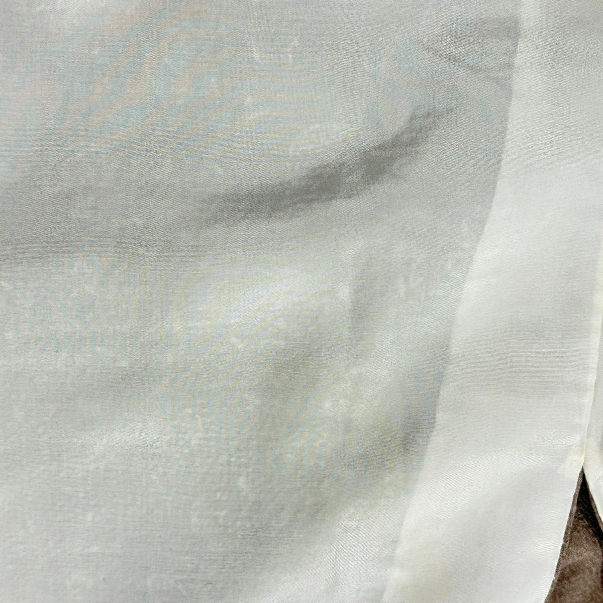 訪問服 身長156.5cm 袖長64cm M 雙層 花唐草紋 縞染分 ぼかし 茶紫 純蠶絲 名品級