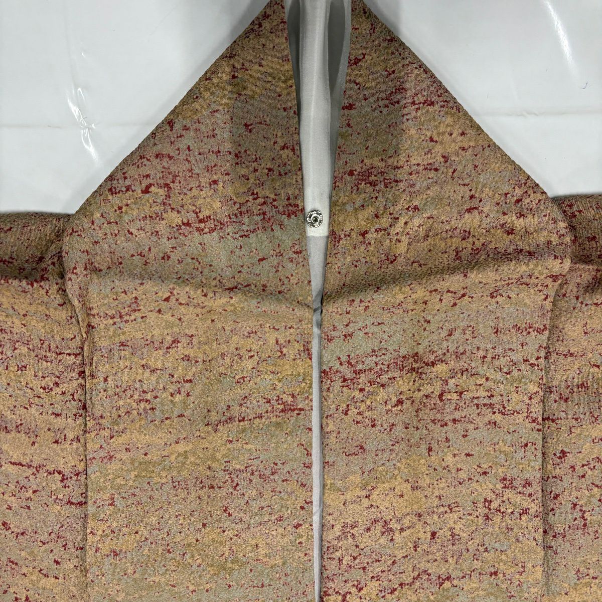 【美品】 付下 身長157cm 袖長63cm S 雙層 陶彩染 幾何學圖案 淺茶 純蠶絲 秀品級