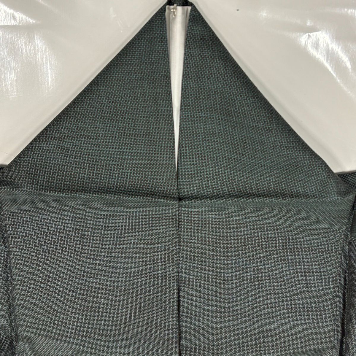 【美品】 付下 身長151.5cm 袖長61cm S 雙層 大島紬織地 純泥染 證書附帶 草花紋紋 段紋 深綠 純蠶絲 名品級