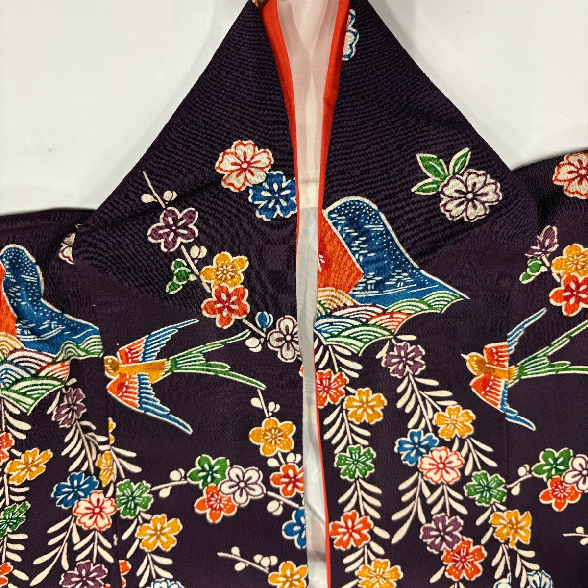 振袖禮服 身長158.5cm 袖長64.5cm M 雙層 菊花 山並 草花紋紋 純蠶絲 名品級