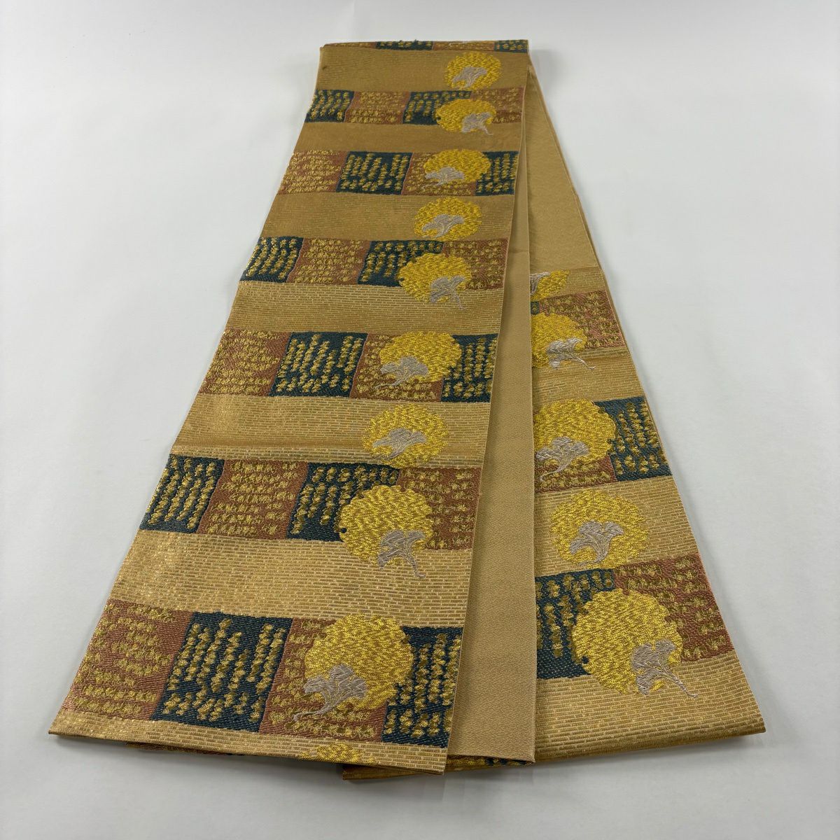 袋帶 秀品級 源氏香 雪輪 金絲 金金箔 金色 六通 純蠶絲
