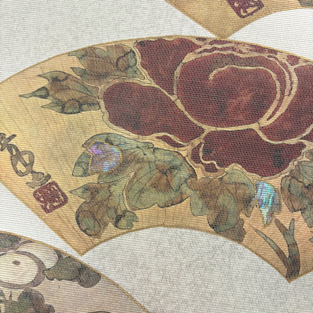 訪問服 身長163cm 袖長68cm L 雙層 袋帶套裝 松樹竹子梅花 建物 金絲 金銀彩 灰綠 純蠶絲 秀品級