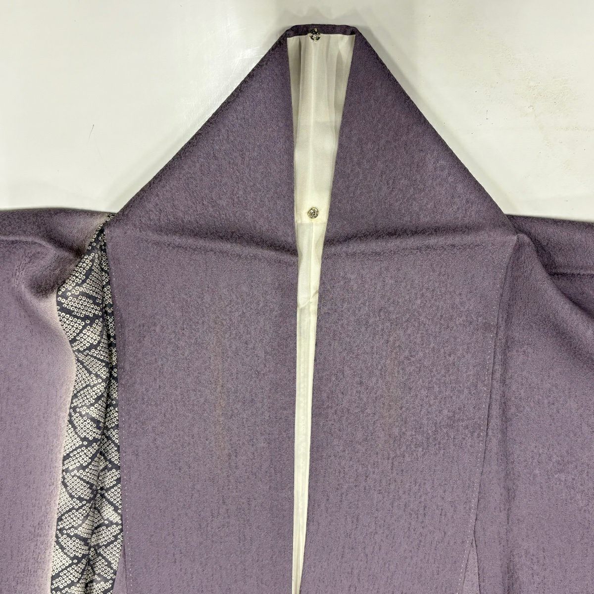 【美品】 小紋 身長158cm 袖長65cm M 雙層 七寶紋 漸層 淺紫 純蠶絲 優品級