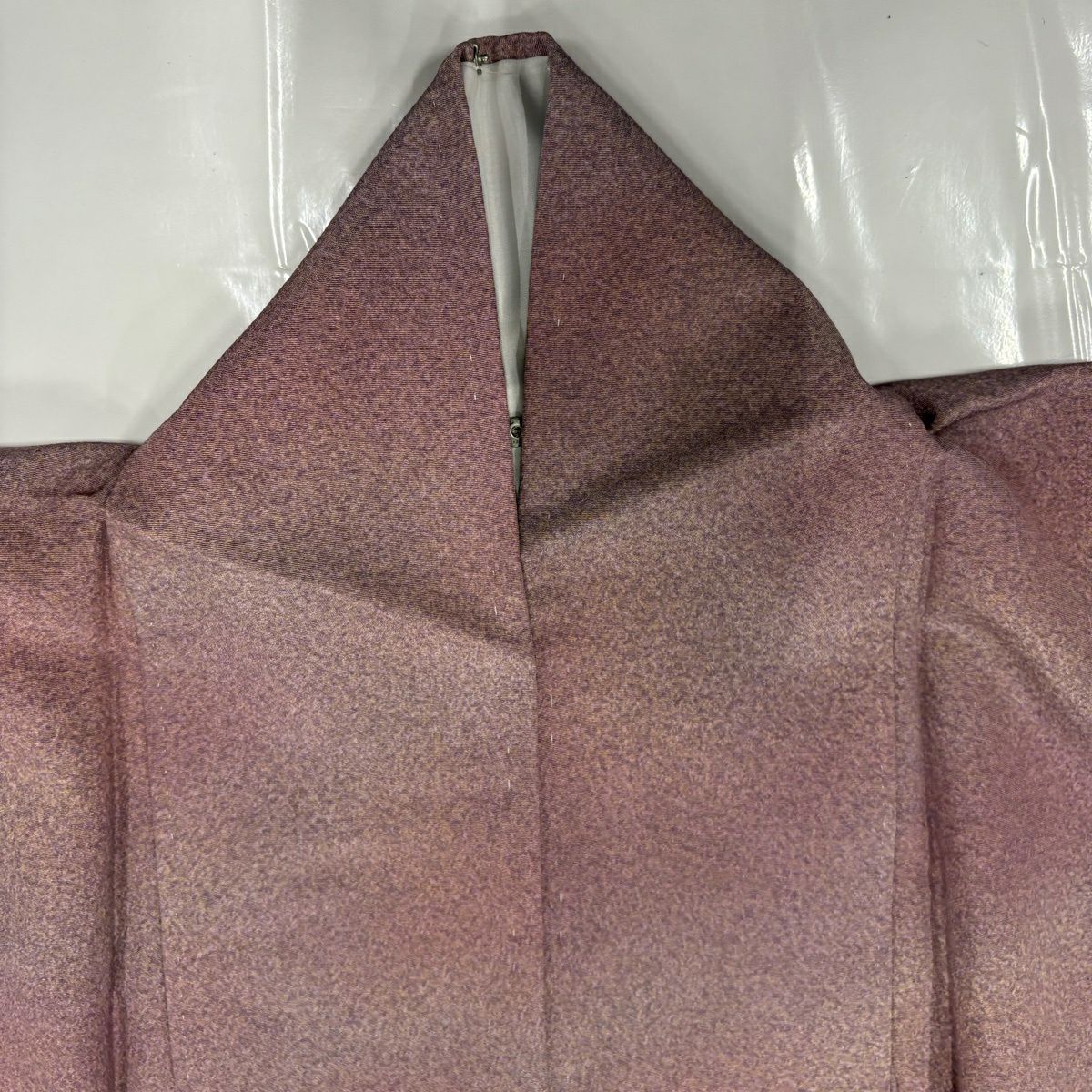 【美品】 小紋 身長160cm 袖長63.5cm S 雙層 幾何學圖案 漸層 紫 純蠶絲 優品級