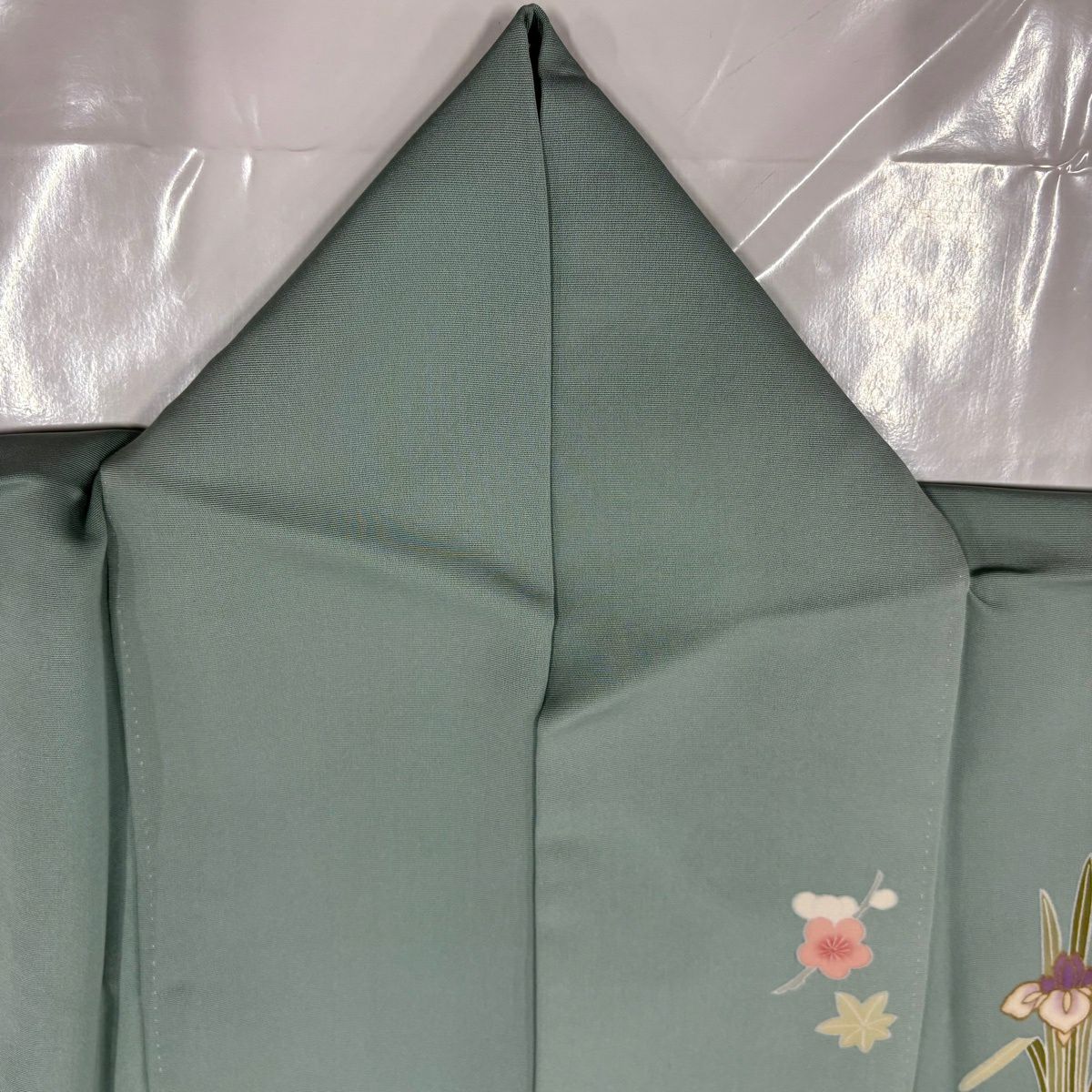 訪問服 身長163cm 袖長67cm M 雙層 菊花 ヱ霞 金絲 金銀彩 淺綠 純蠶絲 優品級 一個紋