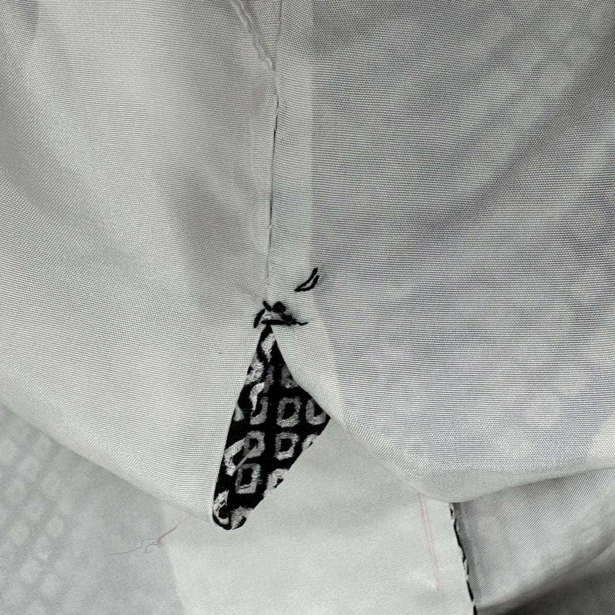 訪問服 身長159cm 袖長64cm M 雙層 草花紋紋 菱形 總絞染 黑 純蠶絲 名品級