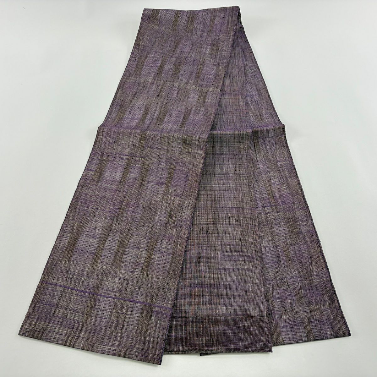 【美品】 袋帶 名品級 證書附帶 夏帶 幾何圖案 金絲 紫色 全通 純蠶絲