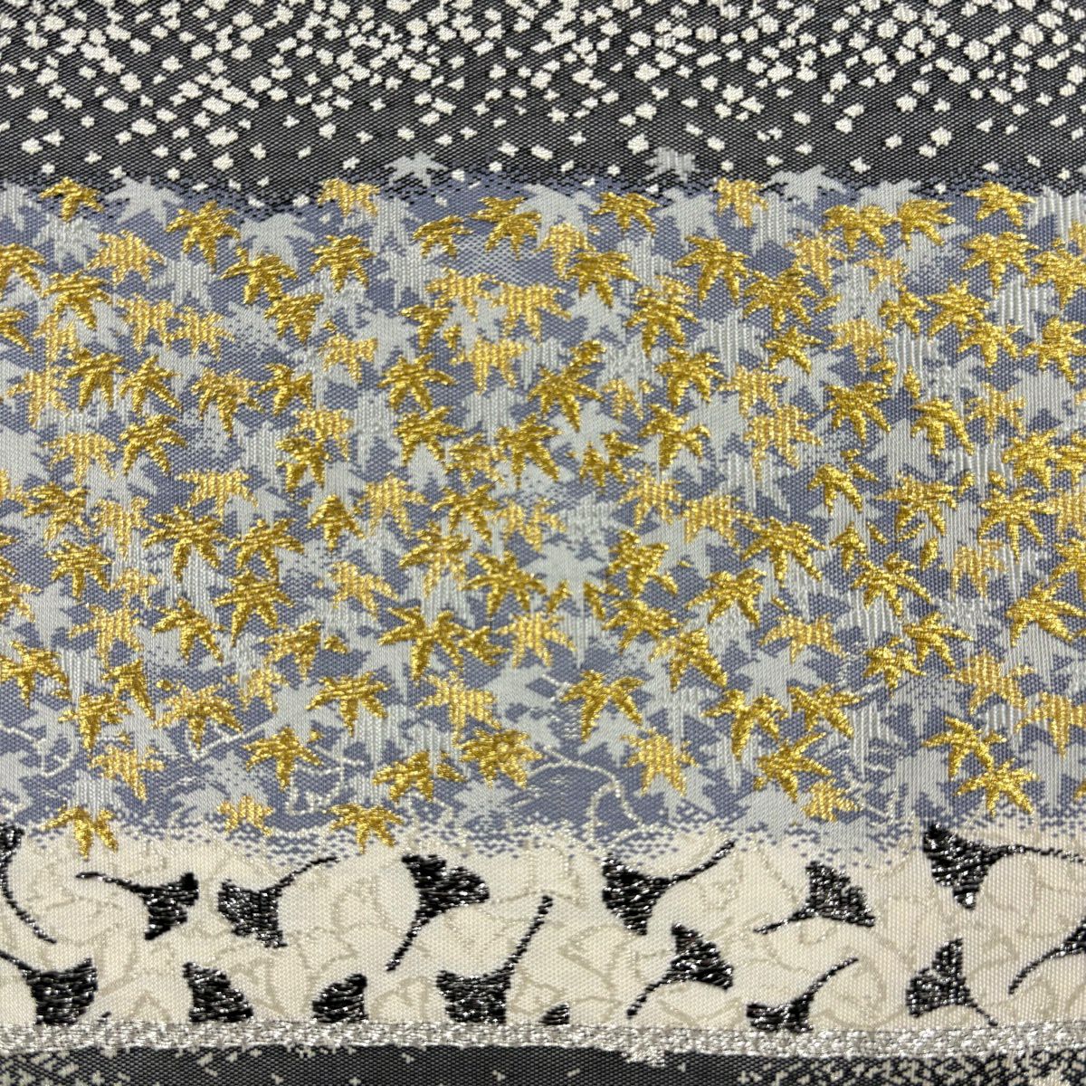 【美品】 付下 身長163cm 袖長66cm M 雙層 袋帶套裝 花 金銀彩 漸層 紫 純蠶絲 優品級