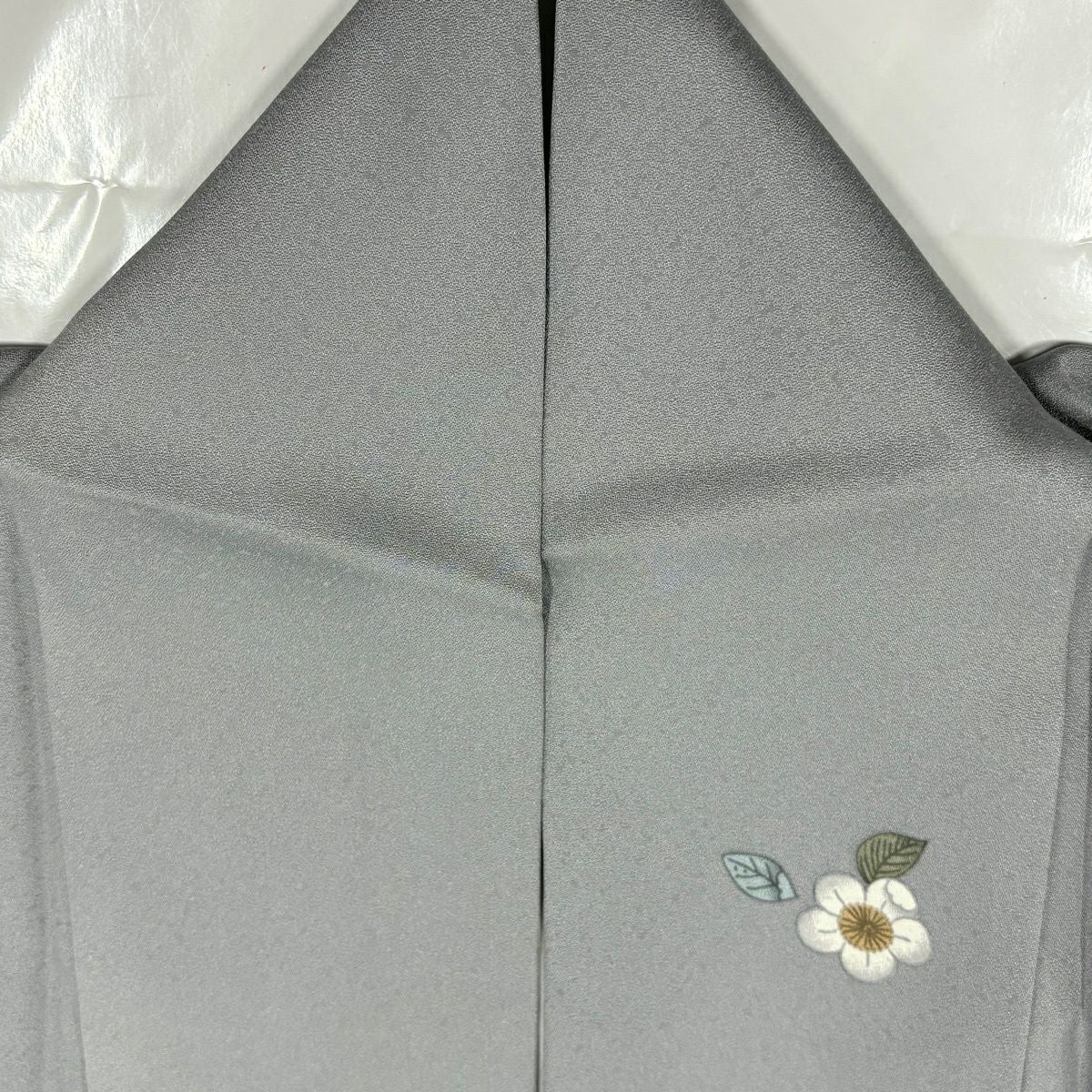 訪問服 身長166.5cm 袖長65.5cm M 雙層 草花紋紋 芝 金銀彩 漸層 灰色 純蠶絲 名品級