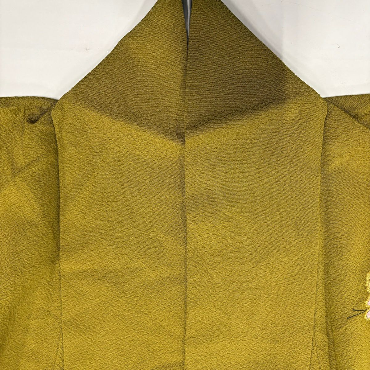 訪問服 身長159cm 袖長66.5cm M 雙層 翠山工房 大和 落款あり 辻花染 金銀彩 漸層 鶯色 純蠶絲 名品級