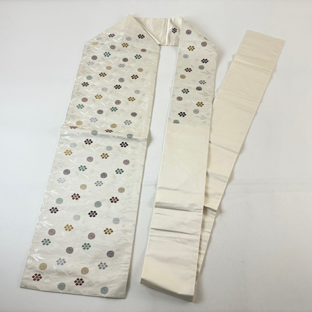 名古屋帶 秀品級 竹子藤 金金箔 奶油色 純蠶絲