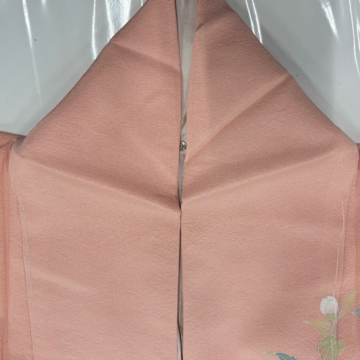 【美品】訪問服 身長156cm 袖長66.5cm M 雙層 大和 落款あり 枝花 橋 漸層 鮭粉色 純蠶絲 優品級