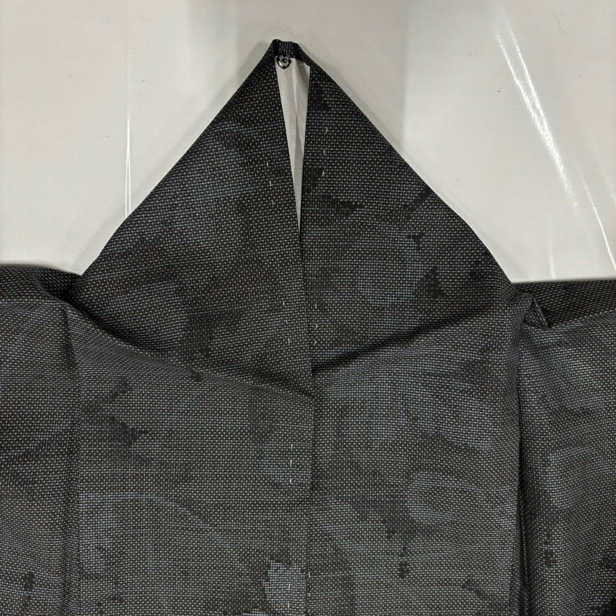 【美品】 紬織織 身長158cm 袖長64cm M 雙層 葡萄唐草紋 灰綠 純蠶絲 秀品級