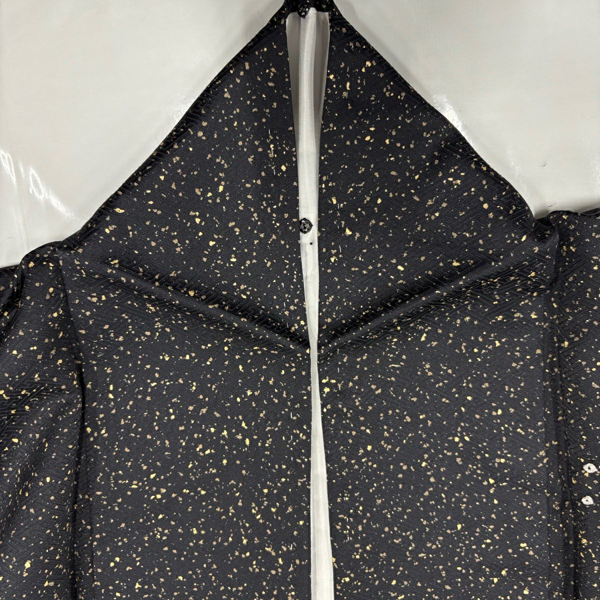 【美品】訪問服 身長158cm 袖長64cm M 雙層 雪輪 草花紋紋 刺繡 絞染 黑 純蠶絲 秀品級