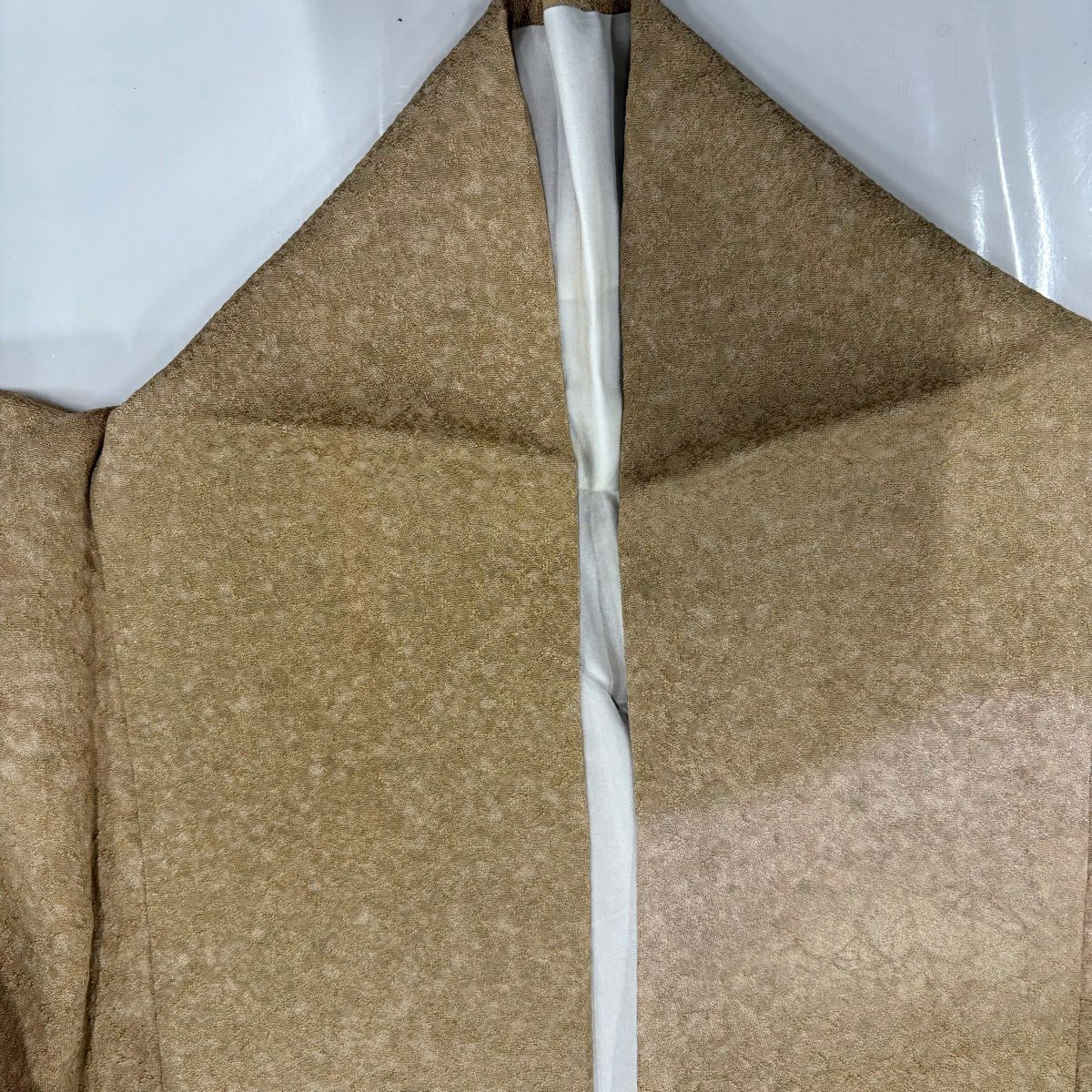 【美品】訪問服 身長156.5cm 袖長63cm S 雙層 霞 山並 金銀彩 薄黃土 純蠶絲 秀品級