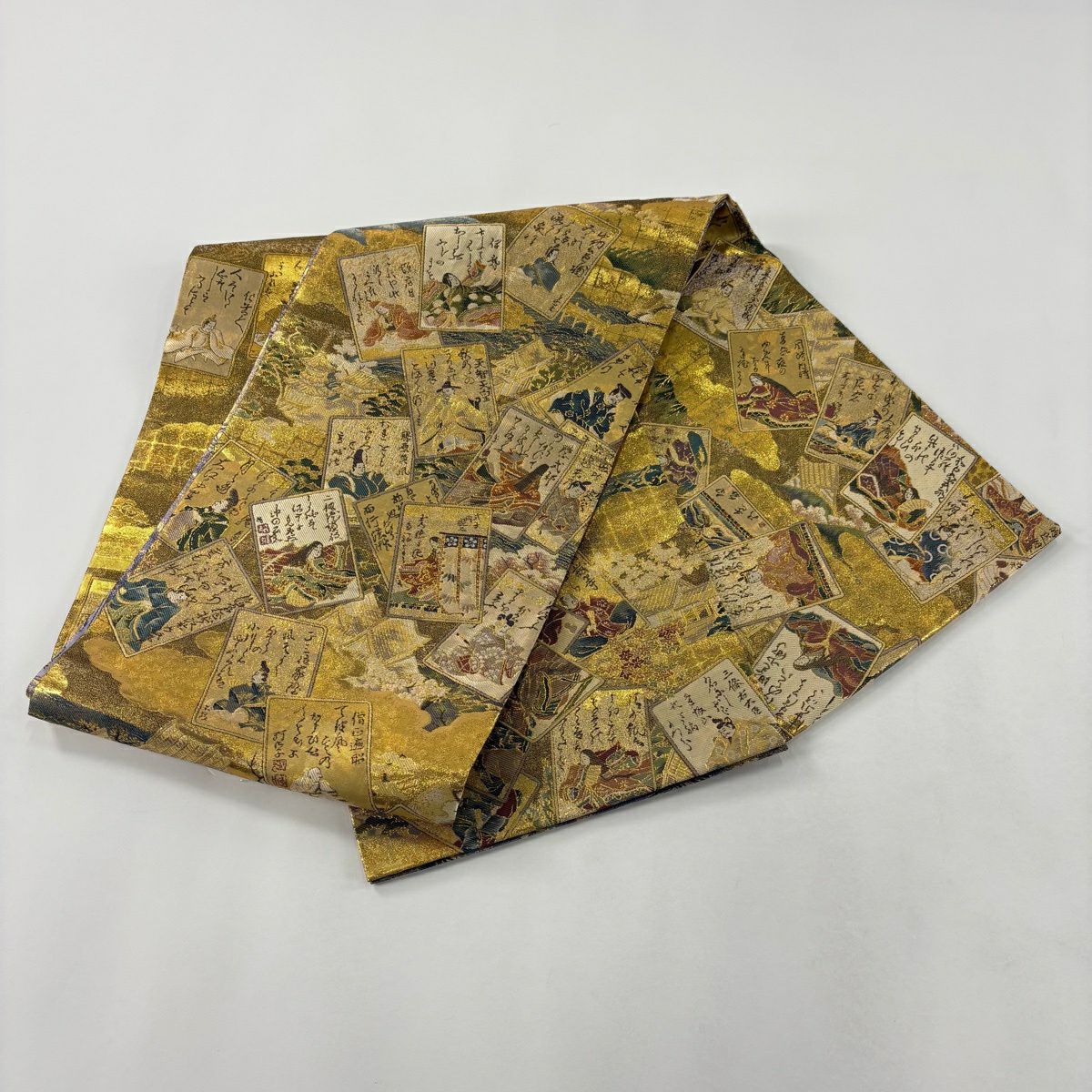 【美品】 袋帶 名品級 牌子 建築 金絲 金金箔 金色 六通 純蠶絲