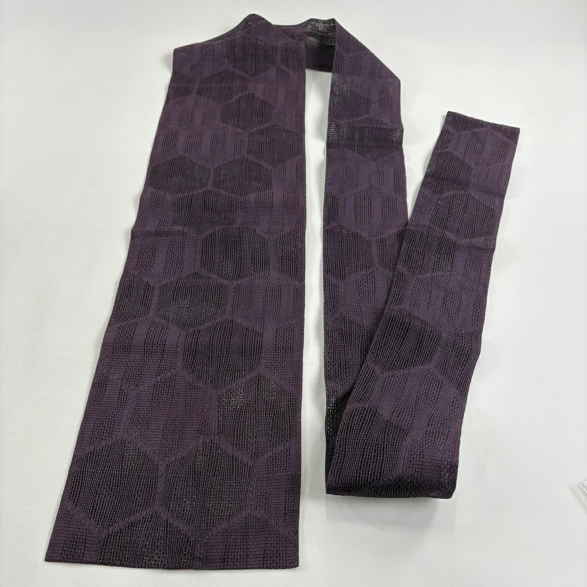 名古屋帶 秀品級 夏帶 八寸名古屋帶 龜甲 灰紫 純蠶絲