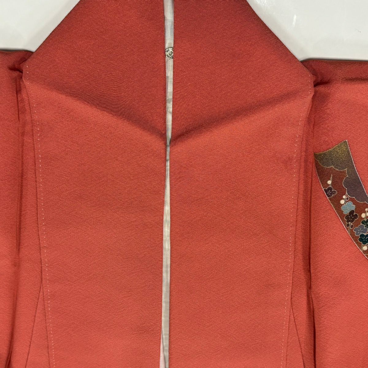訪問服 身長158.5cm 袖長63.5cm S 雙層 短冊 霞 金銀彩 漸層 鮭粉色 純蠶絲 優品級