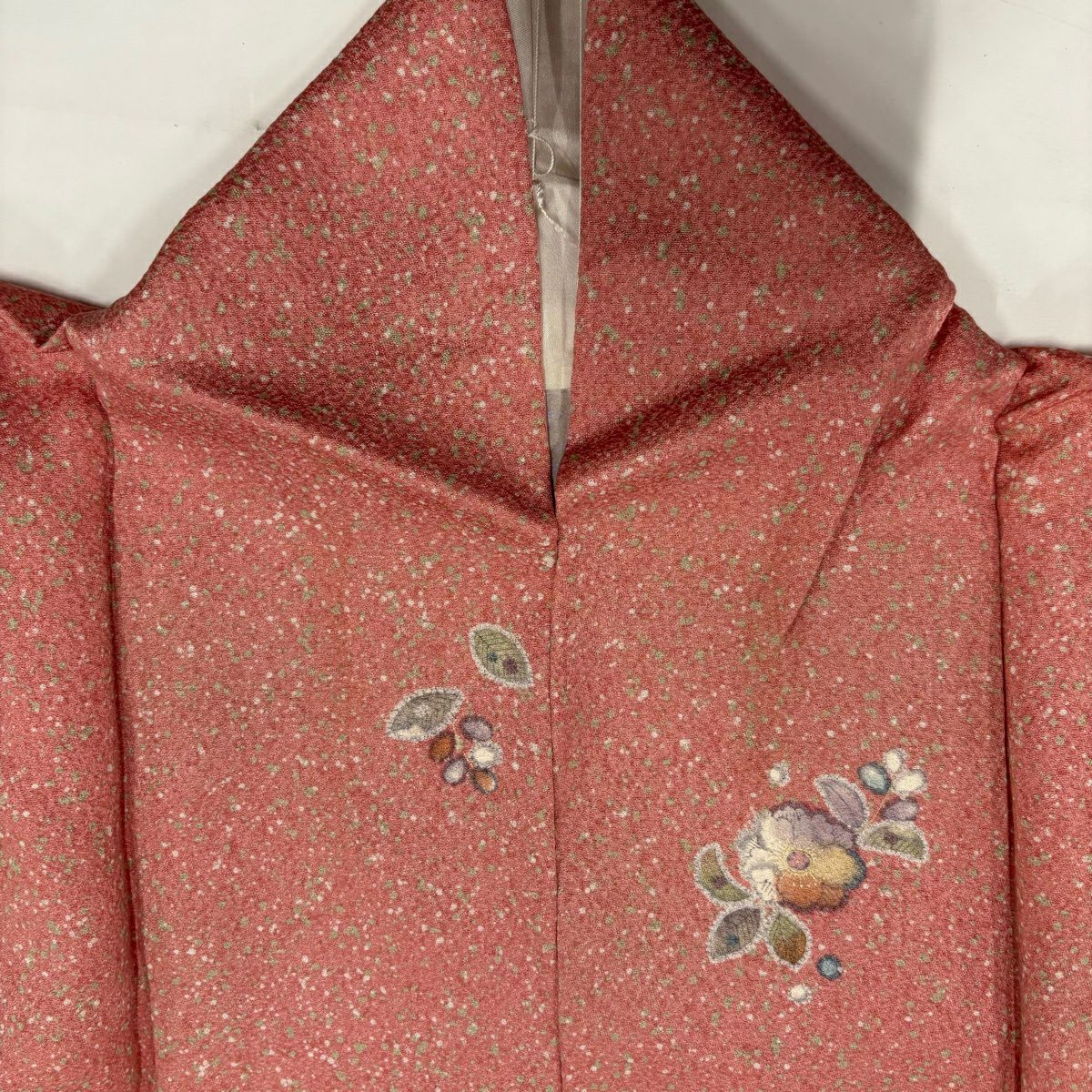 【美品】 小紋 身長160.5cm 袖長66cm M 雙層 辻花染 金銀彩 粉紅 純蠶絲 秀品級