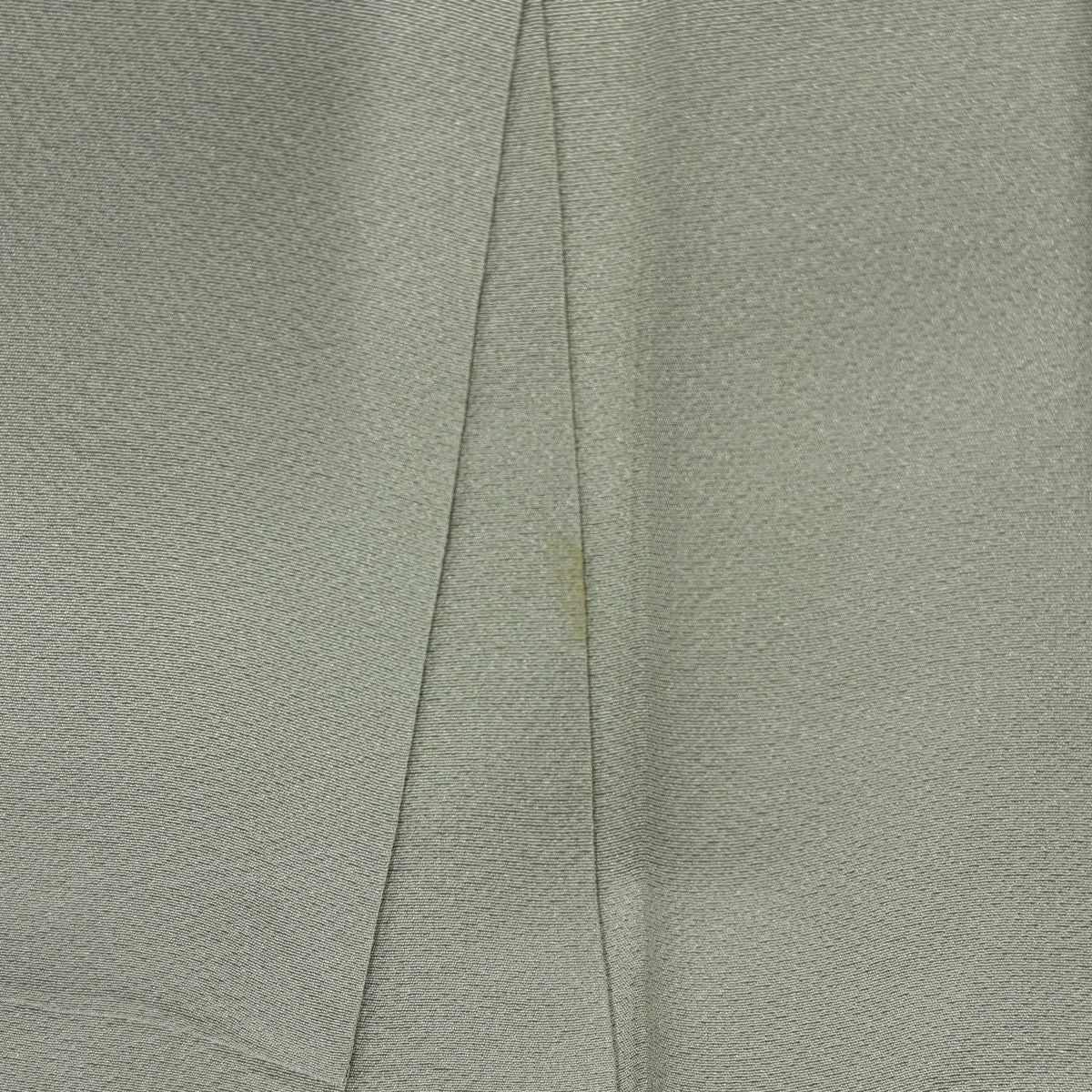 付下 身長152cm 袖長64cm M 雙層 草花紋紋 霞 汕頭刺繡 灰綠 純蠶絲 秀品級