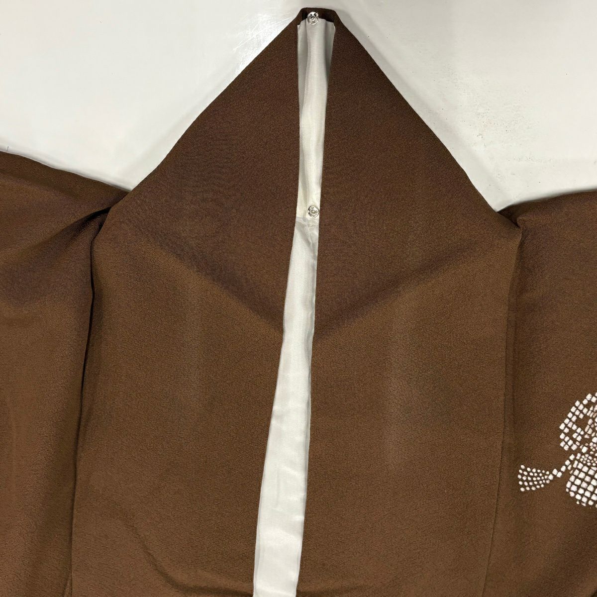 付下 身長156cm 袖長62cm S 雙層 附有落款 面具 茶 純蠶絲 優品級