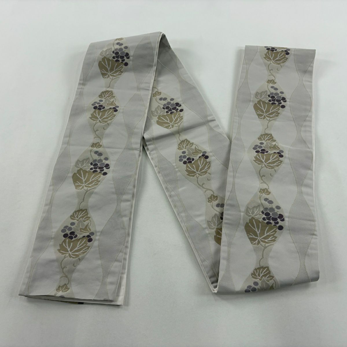 【美品】半幅帶 優品級 葡萄 立涌 灰白 化纖
