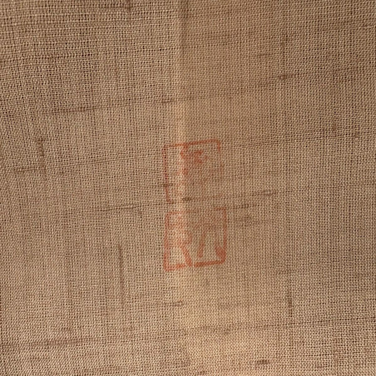 【美品】訪問服 身長155.5cm 袖長62.5cm S 雙層 生紬織 落款あり 證書あり 風景 樹木 薄茶 純蠶絲 名品級
