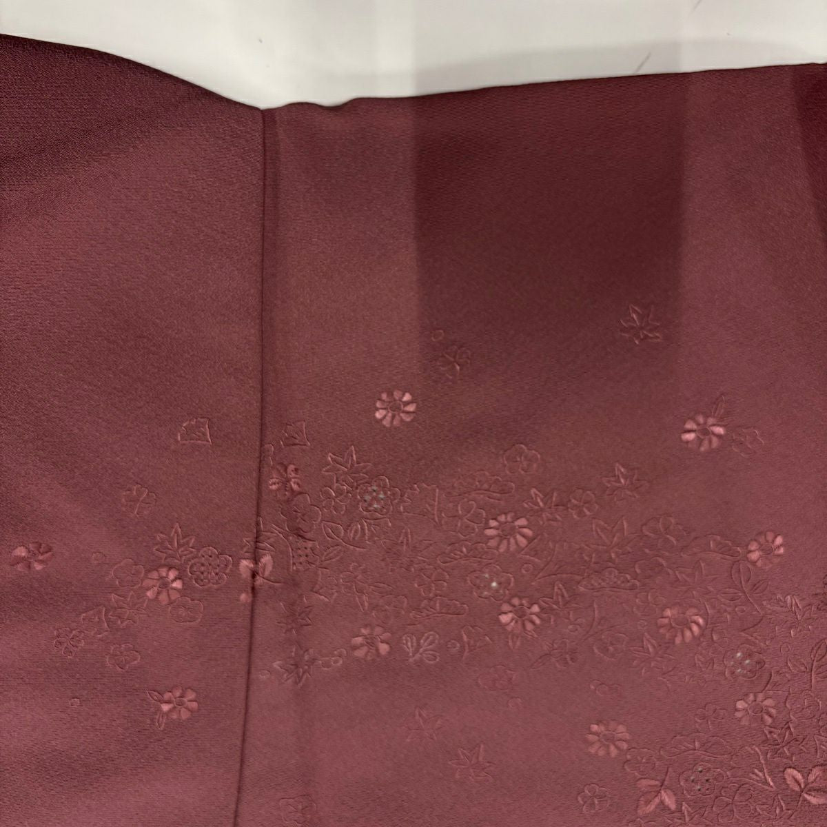 【美品】訪問服 身長150cm 袖長62cm S 雙層 草花紋紋 松樹刺繡 紅紫 純蠶絲 秀品級