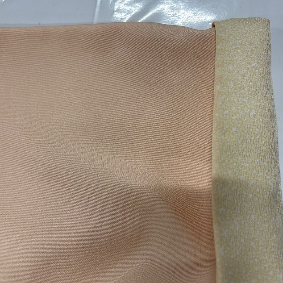 付下 身長164cm 袖長65.5cm M 雙層 兔子 番傘 金彩裝飾 淺橙色 純蠶絲 優品級
