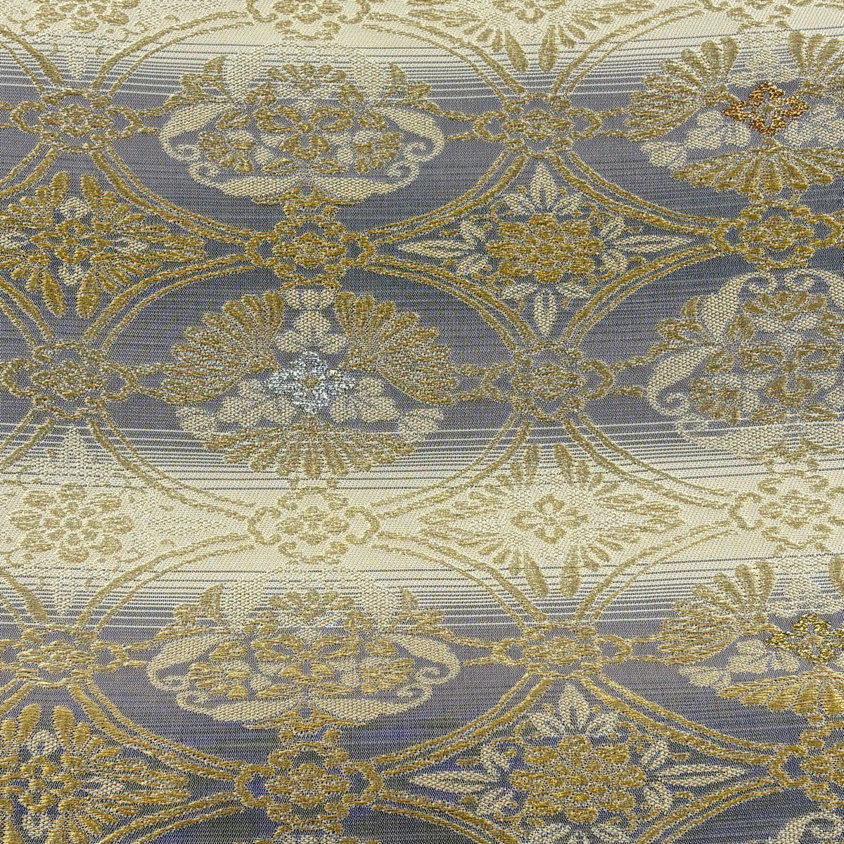 【美品】訪問服 身長169.5cm 袖長67cm M 雙層 袋帶套裝 辻花染圖案 金銀彩 漸層 灰綠 純蠶絲 名品級