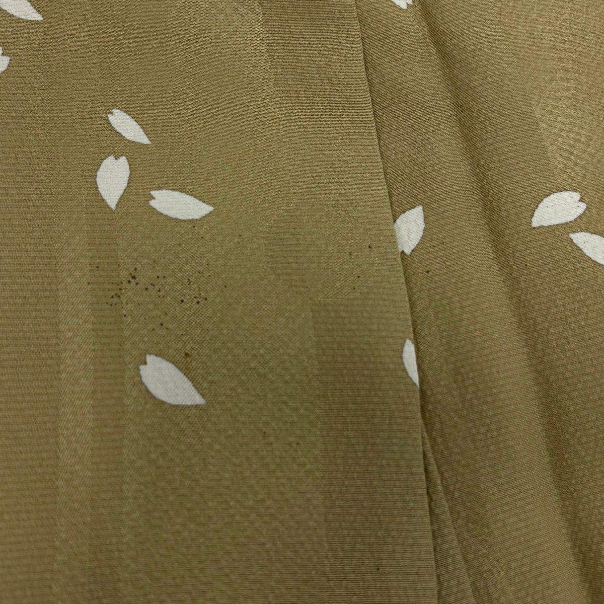 付下 身長152.5cm 袖長62.5cm S 雙層 林淳一 落款有 山並櫻花刺繡 金線 淡茶 純蠶絲 名品級