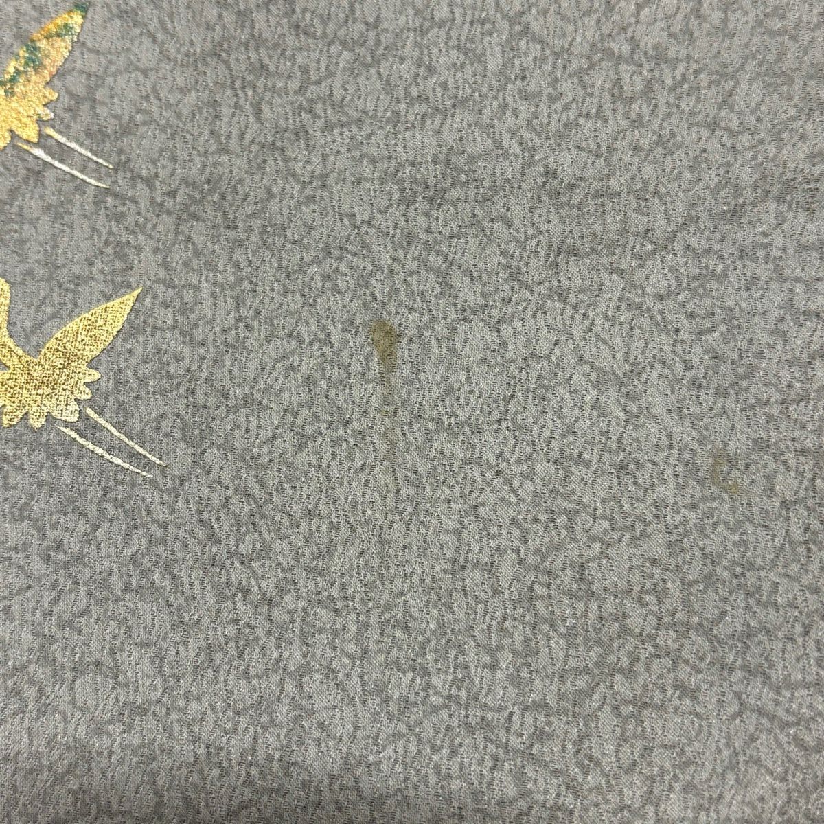 付下 身長154cm 袖長63.5cm S 雙層 仙鶴 松樹 金銀彩 螺鈿 灰 純蠶絲 秀品級
