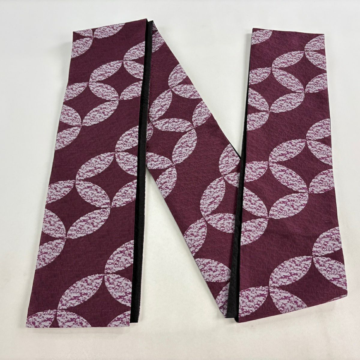 【美品】半幅帶 優品級 七寶 紅紫 化纖