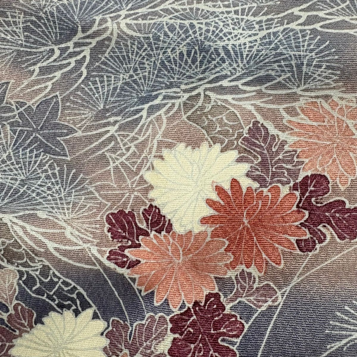 付下 身長157cm 袖長62cm S 雙層 松樹竹子梅花 菊花 漸層 薄紫 純蠶絲 優品級
