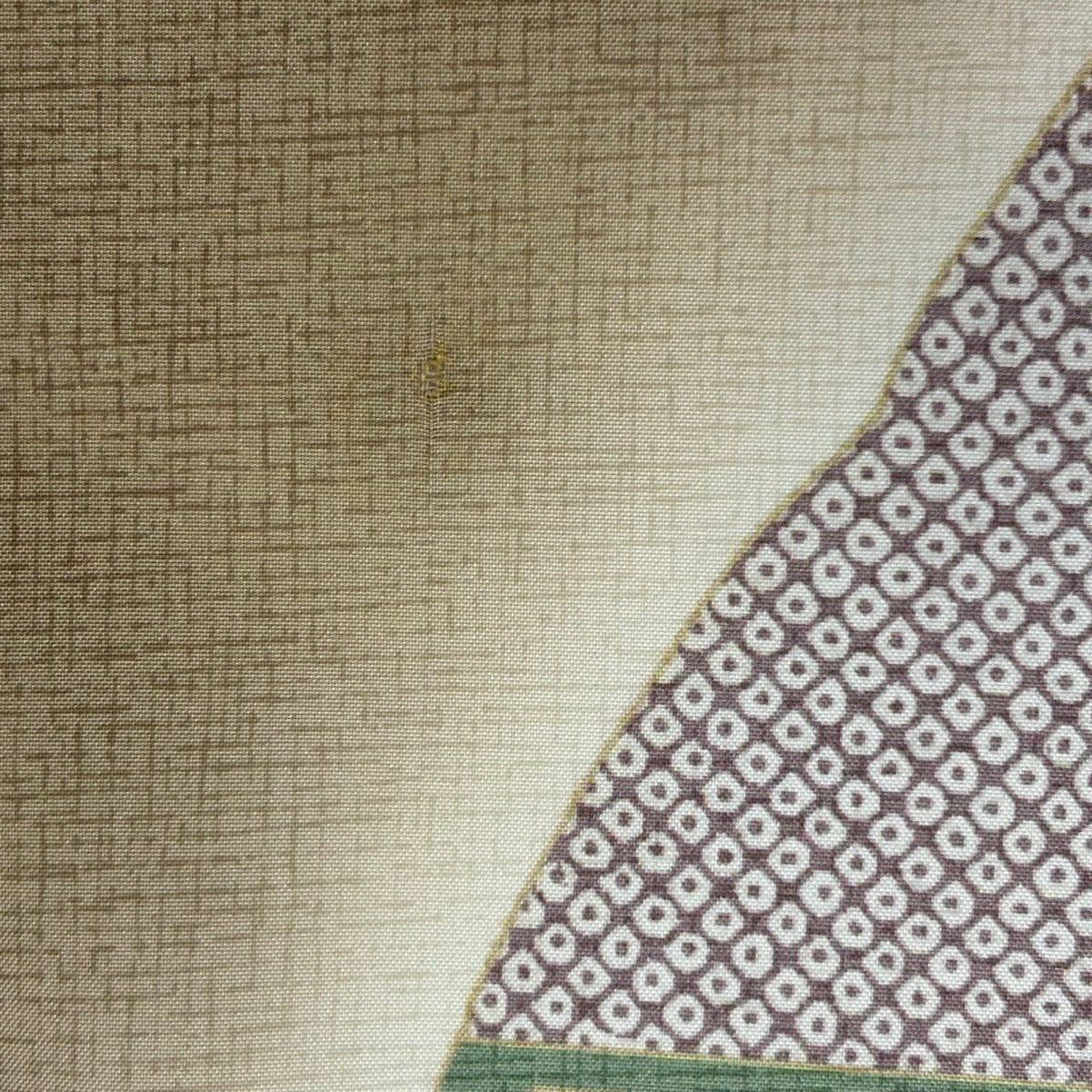 【美品】 付下 身長157.5cm 袖長63cm S 雙層 大島紬織地 證書あり 雪輪 ヱ霞 漸層 茶綠 純蠶絲 名品級