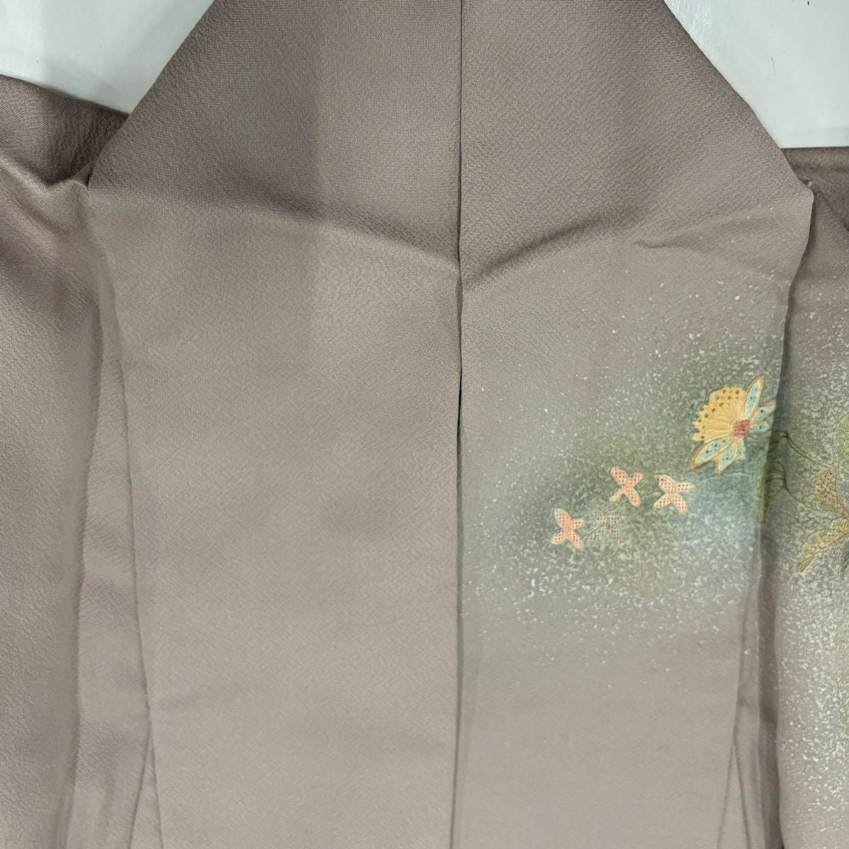 訪問服 身長159.5cm 袖長62.5cm S 雙層 鳥 草花紋刺繡 薄小豆 純蠶絲 名品級 一つ紋