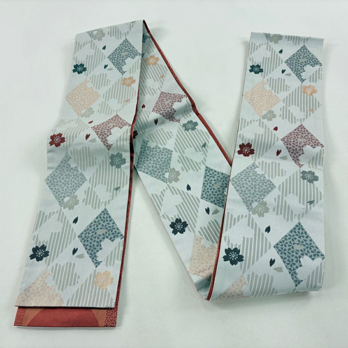 半幅帶 優品級櫻花菱金金箔 灰白 化纖