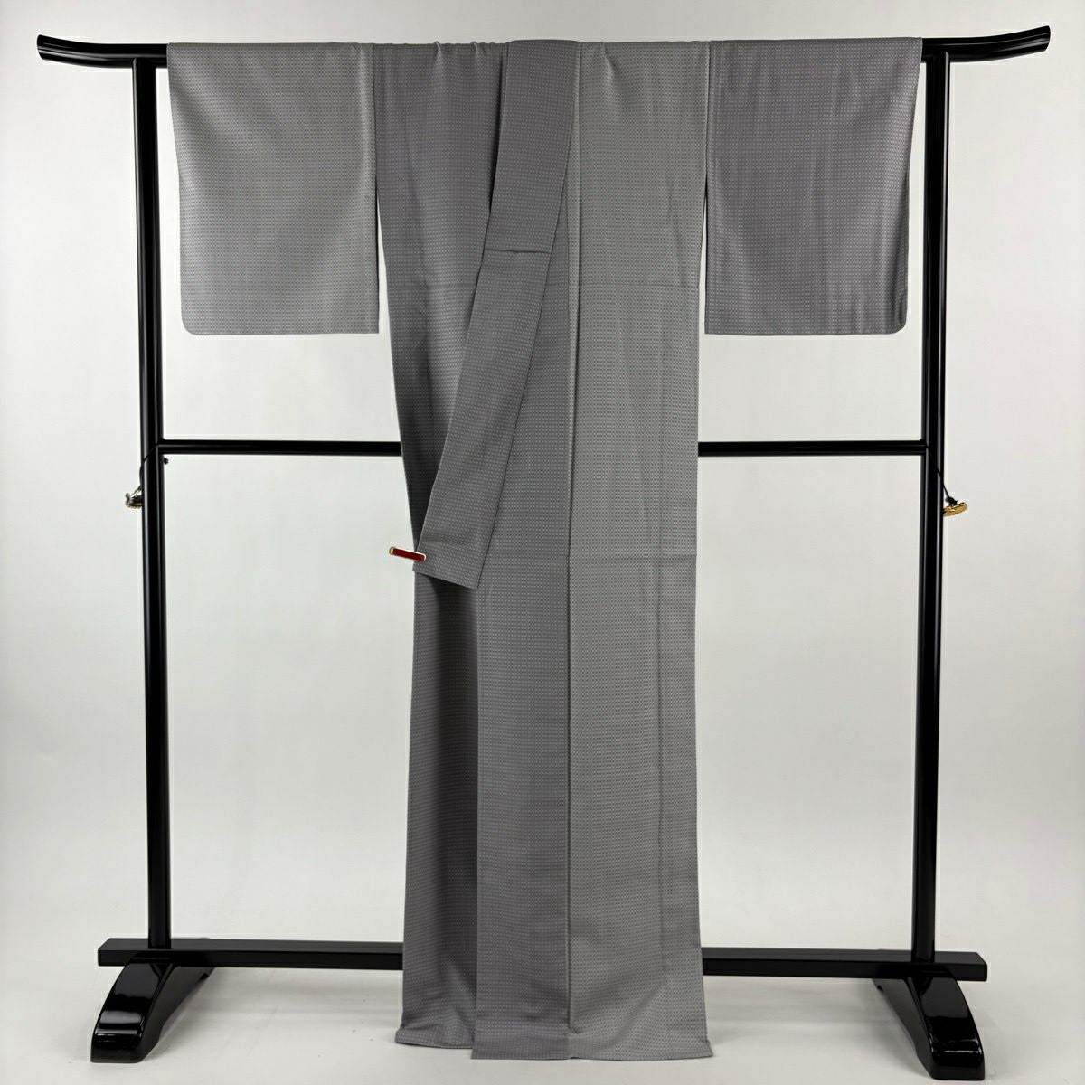 【美品】 付下 身長171cm 袖長65.5cm M 單層 召織 小花 灰 純蠶絲 逸品級