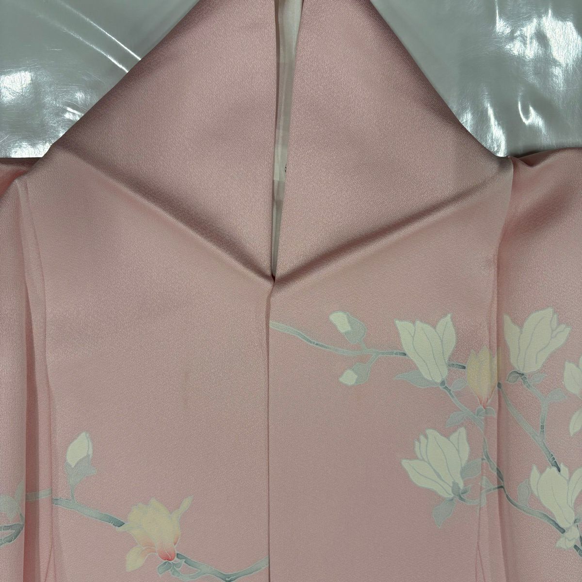 【美品】訪問服 身長172.5cm 袖長64cm M 雙層 花車 牡丹 刺繡 漸層 淺粉色 純蠶絲 優品級