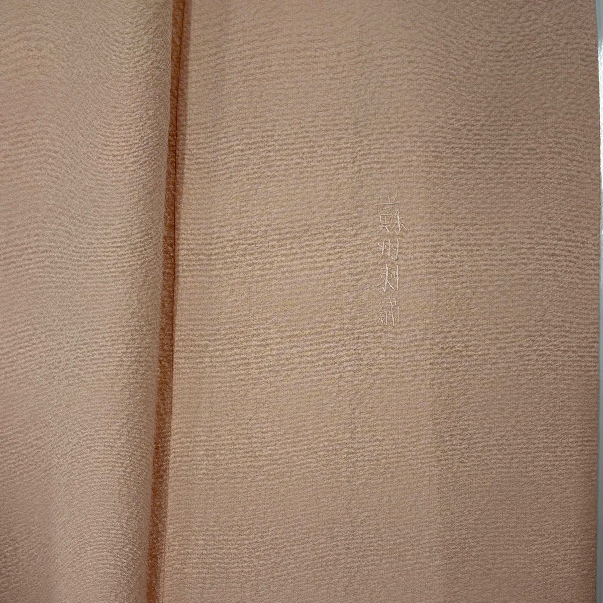 【美品】 付下 身長152.5cm 袖長64cm M 雙層 蘇州刺繡 建築 松樹梅花刺繡 淺粉色 純蠶絲 秀品級